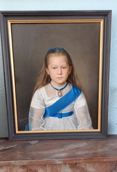 Porträt eines kleinen Mädchens, Öl auf Leinwand / 19. Jahrhundert