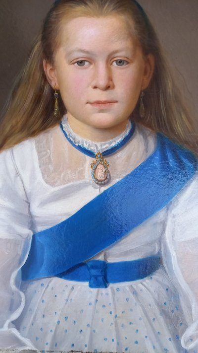 Porträt eines kleinen Mädchens, Öl auf Leinwand / 19. Jahrhundert