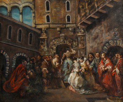 Eugène Isabey (1803-1886) : Les Fiançailles , Huile sur Toile, Vers 1830