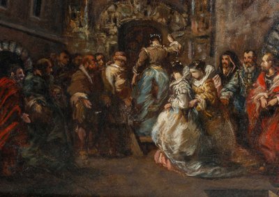 Eugène Isabey (1803-1886) : Les Fiançailles , Huile sur Toile, Vers 1830