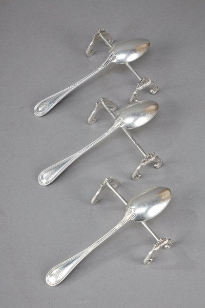 IMPORTANT SILVER AND Mother-of-pearl FLATWARE , IN ORIGINAL CASE. TÉTARD FRÈRES.