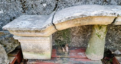 Louis XIV style country gate top in semi-hard stone, mid-20th century