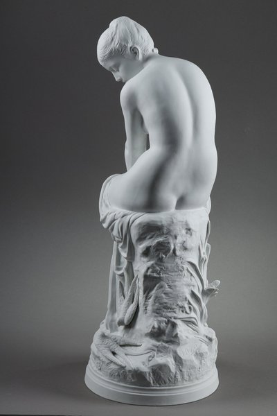 BISCUIT, "BATHER WITH SWALLOWS" BY AUGUSTE JOSEPH PEIFFER (1832 CA. 1886)