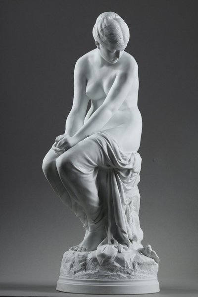 BISCUIT, "BATHER WITH SWALLOWS" BY AUGUSTE JOSEPH PEIFFER (1832 CA. 1886)