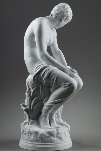 BISCUIT, "BATHER WITH SWALLOWS" BY AUGUSTE JOSEPH PEIFFER (1832 CA. 1886)