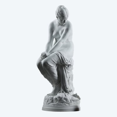 BISCUIT, "BATHER WITH SWALLOWS" BY AUGUSTE JOSEPH PEIFFER (1832 CA. 1886)