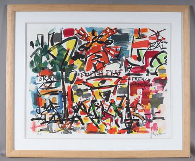 Große Lithographie signiert Gen PAUL (mit Bleistift), Edith PIAF, French Cancan
