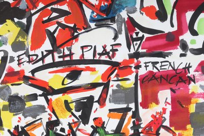 Große Lithographie signiert Gen PAUL (mit Bleistift), Edith PIAF, French Cancan