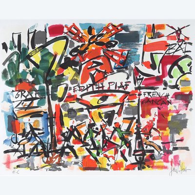 Große Lithographie signiert Gen PAUL (mit Bleistift), Edith PIAF, French Cancan