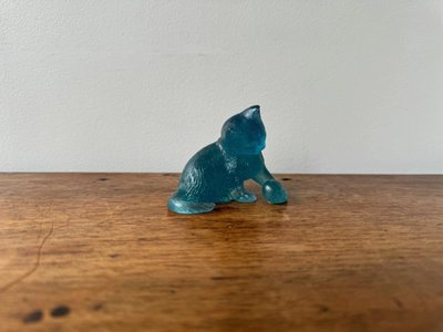 Daum France cat playing with a glass paste ball