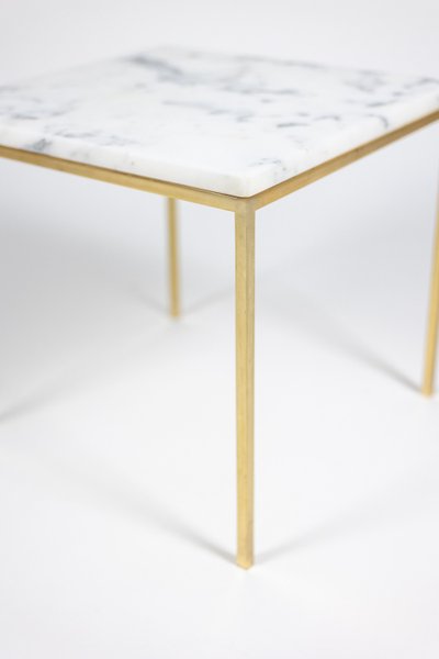 Pair of marble and gilt bronze end tables. 1970s. LS6309409P