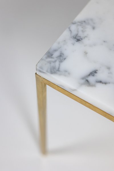 Pair of marble and gilt bronze end tables. 1970s. LS6309409P
