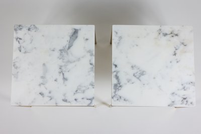 Pair of marble and gilt bronze end tables. 1970s. LS6309409P