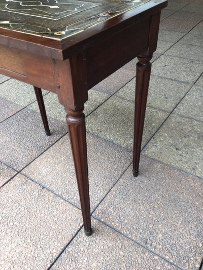 A small Louis XVI mahogany side table with an oriental-style top