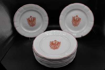 Set of 12 Plates from the Personal Service of William II at the Imperial Palace in Strasbourg