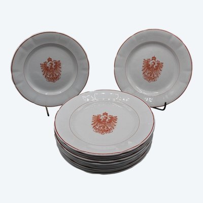 Set of 12 Plates from the Personal Service of William II at the Imperial Palace in Strasbourg
