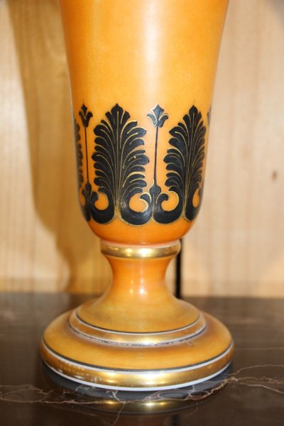 Pair of Charles X Cornet Vases in Baccarat Opaline