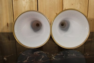 Pair of Charles X Cornet Vases in Baccarat Opaline