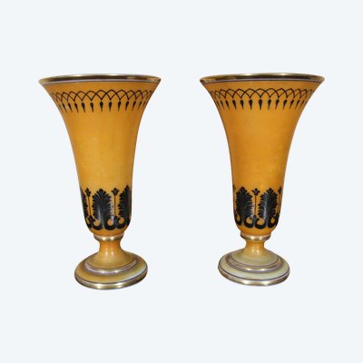 Pair of Charles X Cornet Vases in Baccarat Opaline