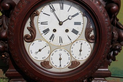 Large Carved Wooden Clock Signed by Paul Mazaroz