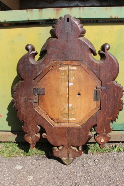 Large Carved Wooden Clock Signed by Paul Mazaroz