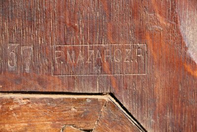 Large Carved Wooden Clock Signed by Paul Mazaroz