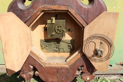 Large Carved Wooden Clock Signed by Paul Mazaroz