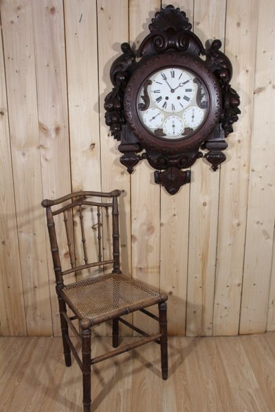 Large Carved Wooden Clock Signed by Paul Mazaroz