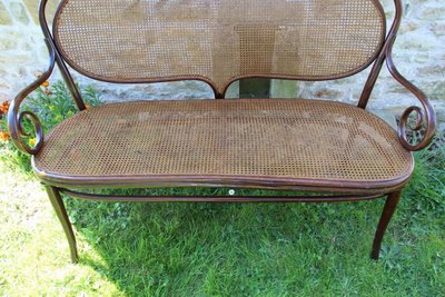 Curved Wooden Bench No. 5 Signed De Thonet 19th Century