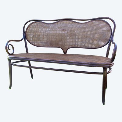 Curved Wooden Bench No. 5 Signed De Thonet 19th Century