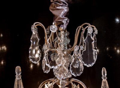 Henri Vian (1860-1905) & Baccarat: Louis XVI style silvered bronze chandelier circa 1890