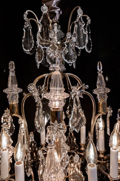 Henri Vian (1860-1905) & Baccarat: Louis XVI style silvered bronze chandelier circa 1890
