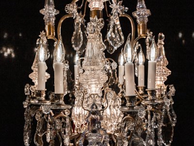 Henri Vian (1860-1905) & Baccarat: Louis XVI style silvered bronze chandelier circa 1890