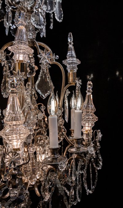Henri Vian (1860-1905) & Baccarat: Louis XVI style silvered bronze chandelier circa 1890