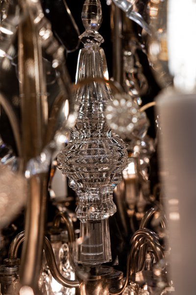 Henri Vian (1860-1905) & Baccarat: Louis XVI style silvered bronze chandelier circa 1890