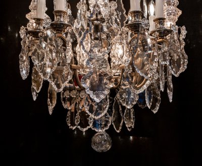 Henri Vian (1860-1905) & Baccarat: Louis XVI style silvered bronze chandelier circa 1890