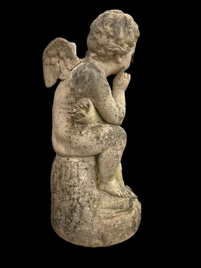 Important Garden Sculpture "Love" in White Terracotta, Late 19th Century H 92 Cm
