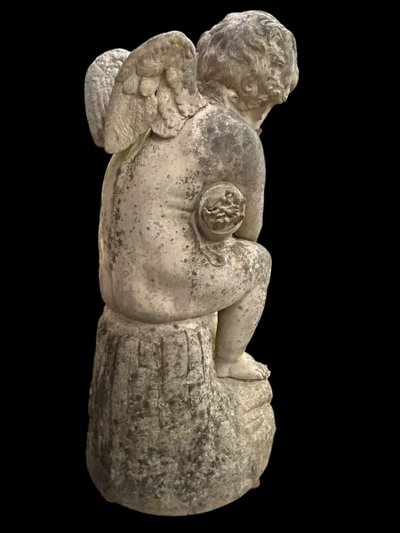 Important Garden Sculpture "Love" in White Terracotta, Late 19th Century H 92 Cm