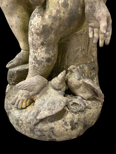 Important Garden Sculpture "Love" in White Terracotta, Late 19th Century H 92 Cm