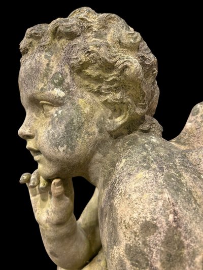 Important Garden Sculpture "Love" in White Terracotta, Late 19th Century H 92 Cm