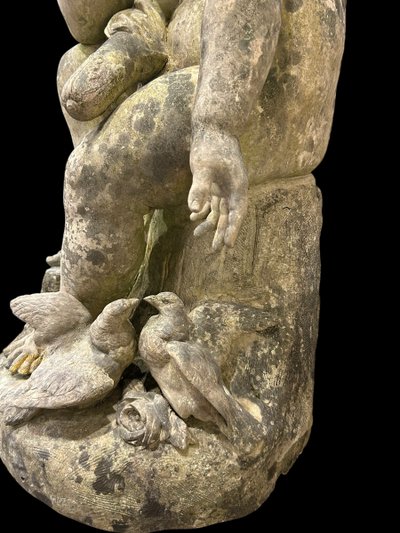 Important Garden Sculpture "Love" in White Terracotta, Late 19th Century H 92 Cm