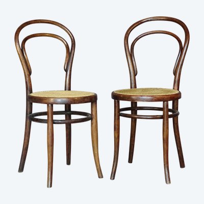 Due sedie da bistrot in vimini, Hofmann e Kohn, circa 1910 - non Thonet