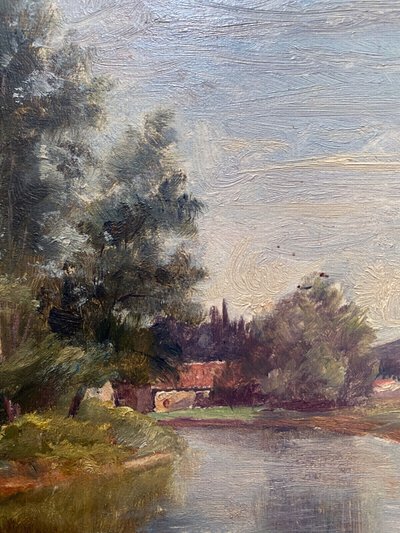Tableau Jean-Baptiste Antoine GUILLEMET (1843-1918) Environs de Moret sur Loing