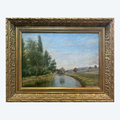 Tableau Jean-Baptiste Antoine GUILLEMET (1843-1918) Environs de Moret sur Loing