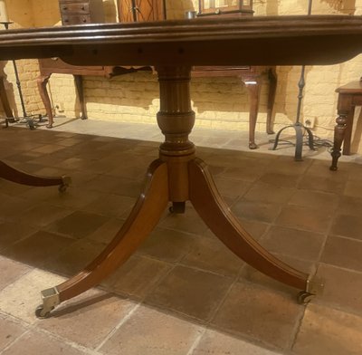 Table De Salle à Manger à Triple Piédestal En Acajou Massif - Angleterre ( 3m33 De Long)