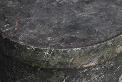Antique cylinder statue base from the early 1900s painted in fake Alpine marble. H 61 diameter 42 cm