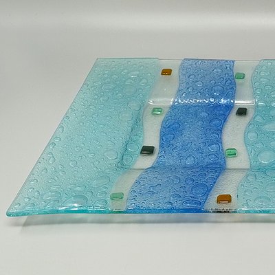 Plateau étonnant des années 1970 par Albatros en verre de Murano. Fabriqué en Italie.
