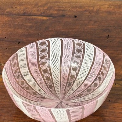 Centre de table ancien en verre de Murano Salviati, fin du XIXe siècle, verre Zanfirico. Taille cm 15 h 6 