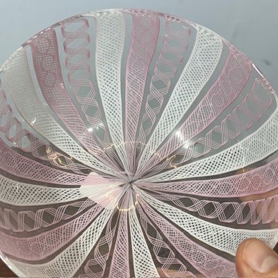 Centre de table ancien en verre de Murano Salviati, fin du XIXe siècle, verre Zanfirico. Taille cm 15 h 6 