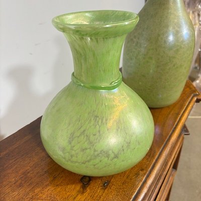 Pair of Fratelli Toso vases from the 60s Murano glass with metallic luster. H 29 – H 22